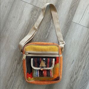 Bohemian Orange Woven Crossbody Bag